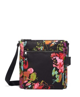 Bolsa de Tiracolo Canton Preta c/ Estampado Floral - Voyageur - Tumi