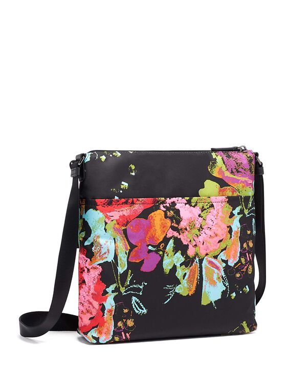 Bolsa de Tiracolo Canton Preta c/ Estampado Floral - Voyageur - Tumi