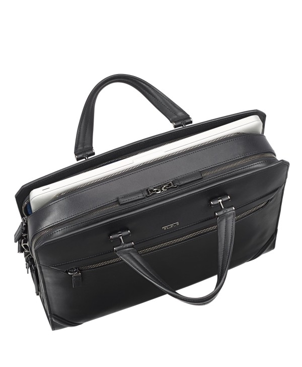 Pasta para Portátil Benton c/ Fecho Duplo em Pele Preta - Ashton - Tumi