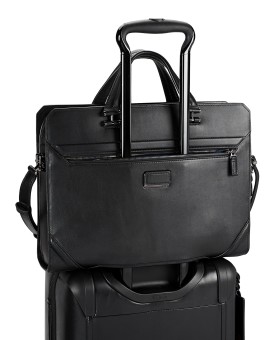 Pasta para Portátil Benton c/ Fecho Duplo em Pele Preta - Ashton - Tumi