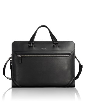 Pasta para Portátil Benton c/ Fecho Duplo em Pele Preta - Ashton - Tumi